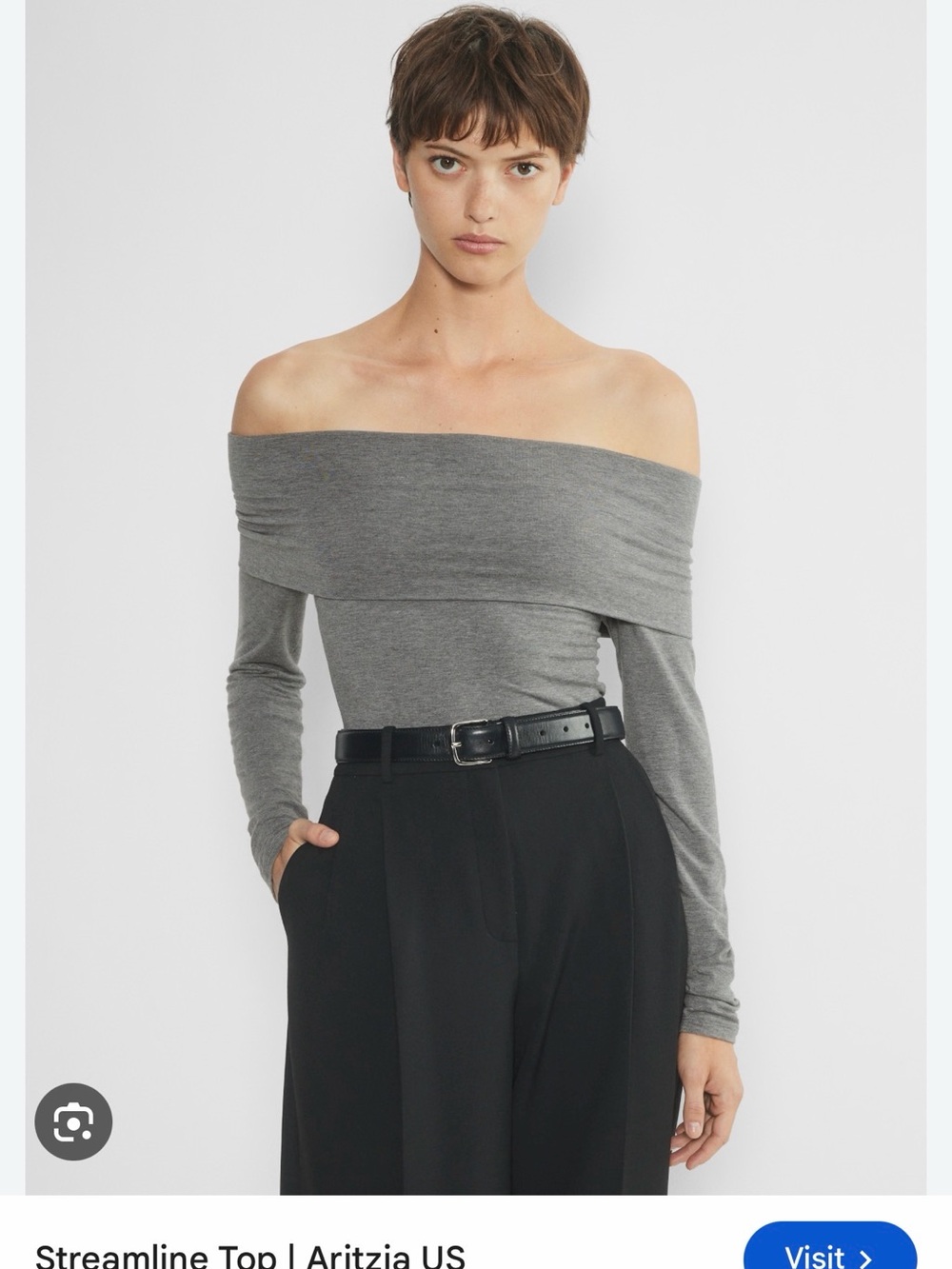 Aritizia Off-the-Shoulder Long Sleeve Top - Gray